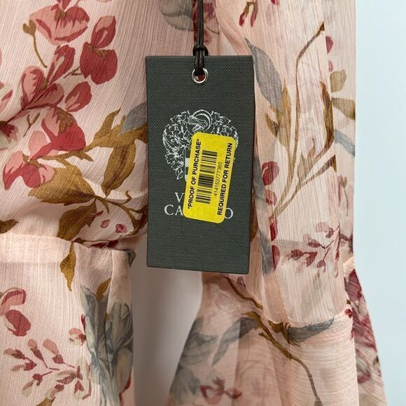 Vice Camuto Double Layer Sheer Peplum Top with Bell Sleeves Floral XS - Picture 2 of 8